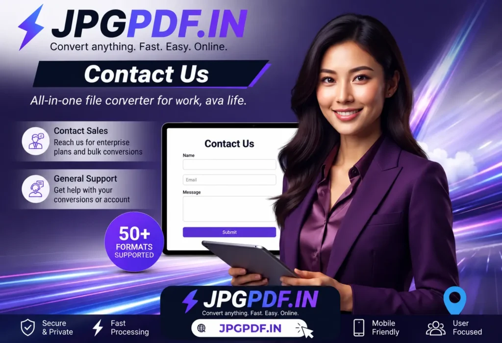 Contact jpgpdf.in page for fast and easy online file conversion and PDF tools