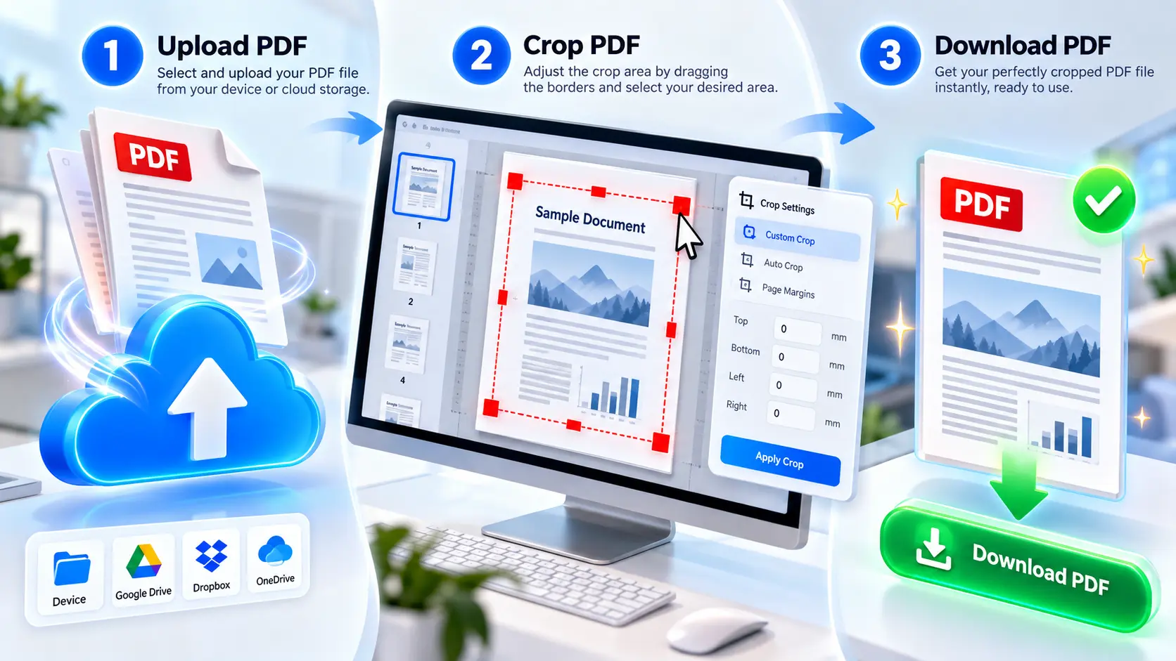Crop PDF: Step-by-step guide to upload, crop, and download PDF files online